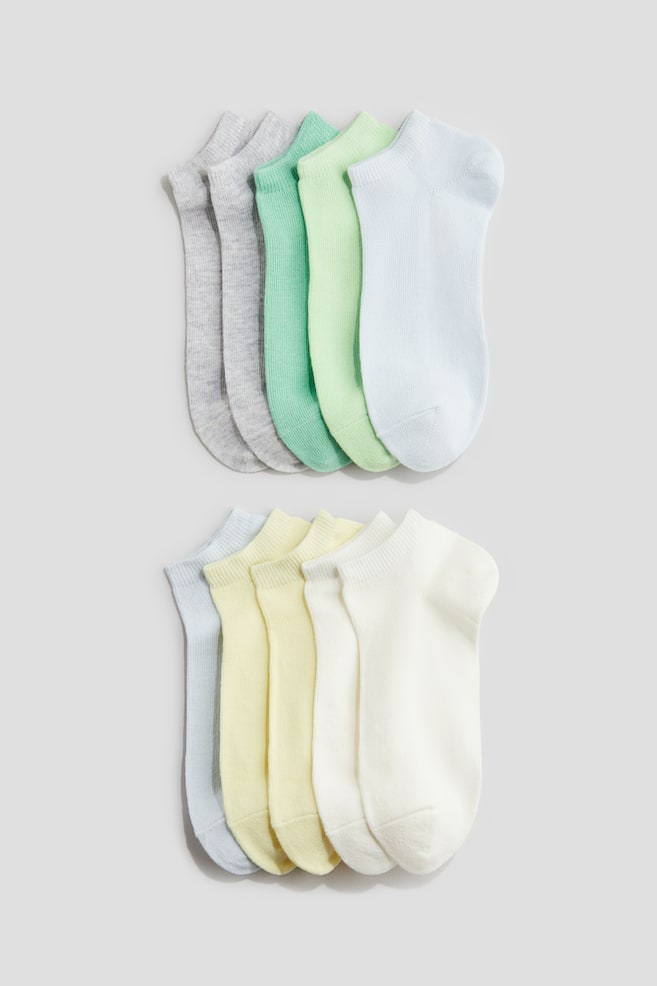 10-pack ankle socks - Green/Light blue/Blue/Black/Grey marl/Black/Light green/Light blue/White/Black - 1