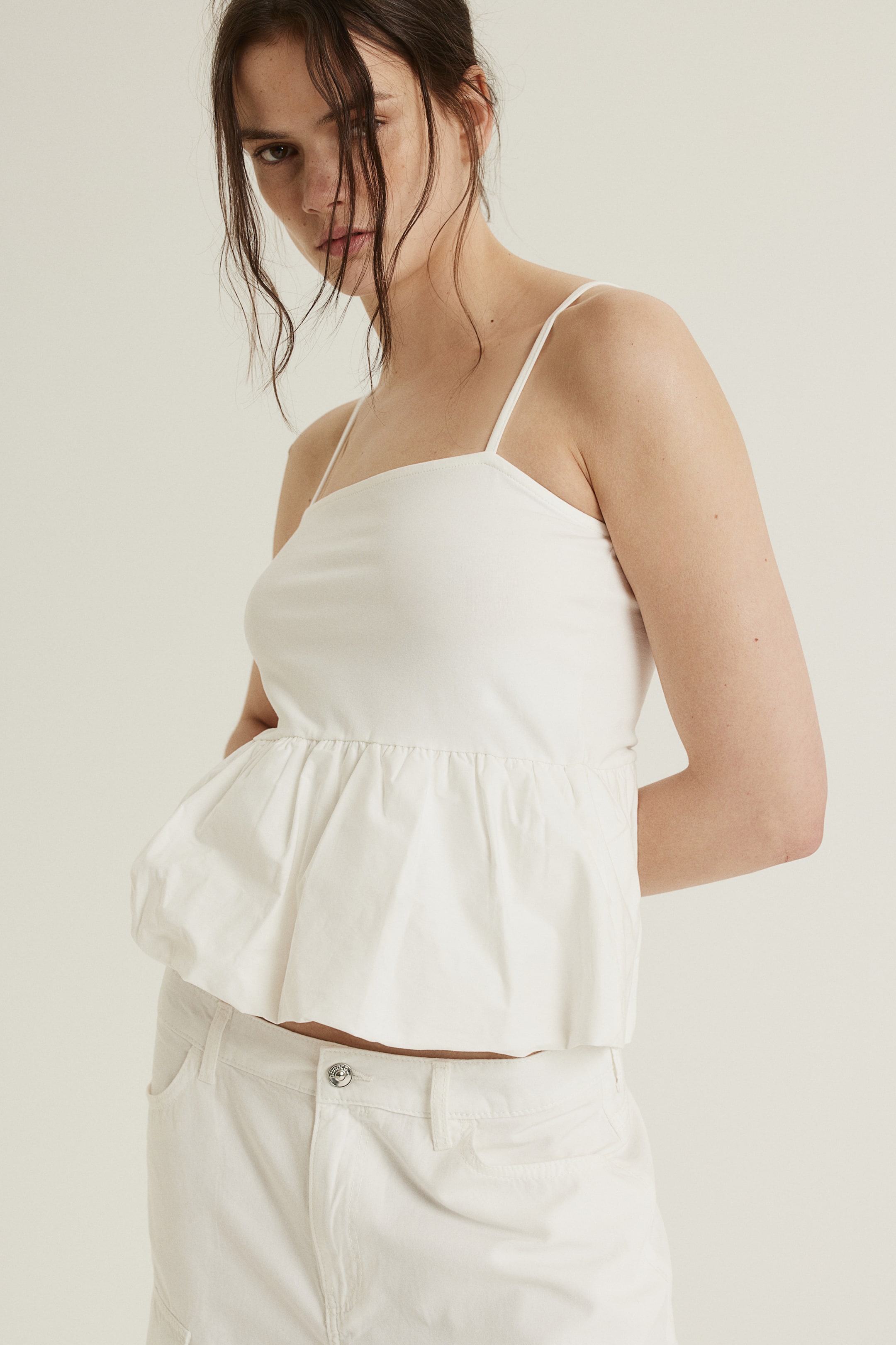 Bubble-hem Peplum Camisole Top