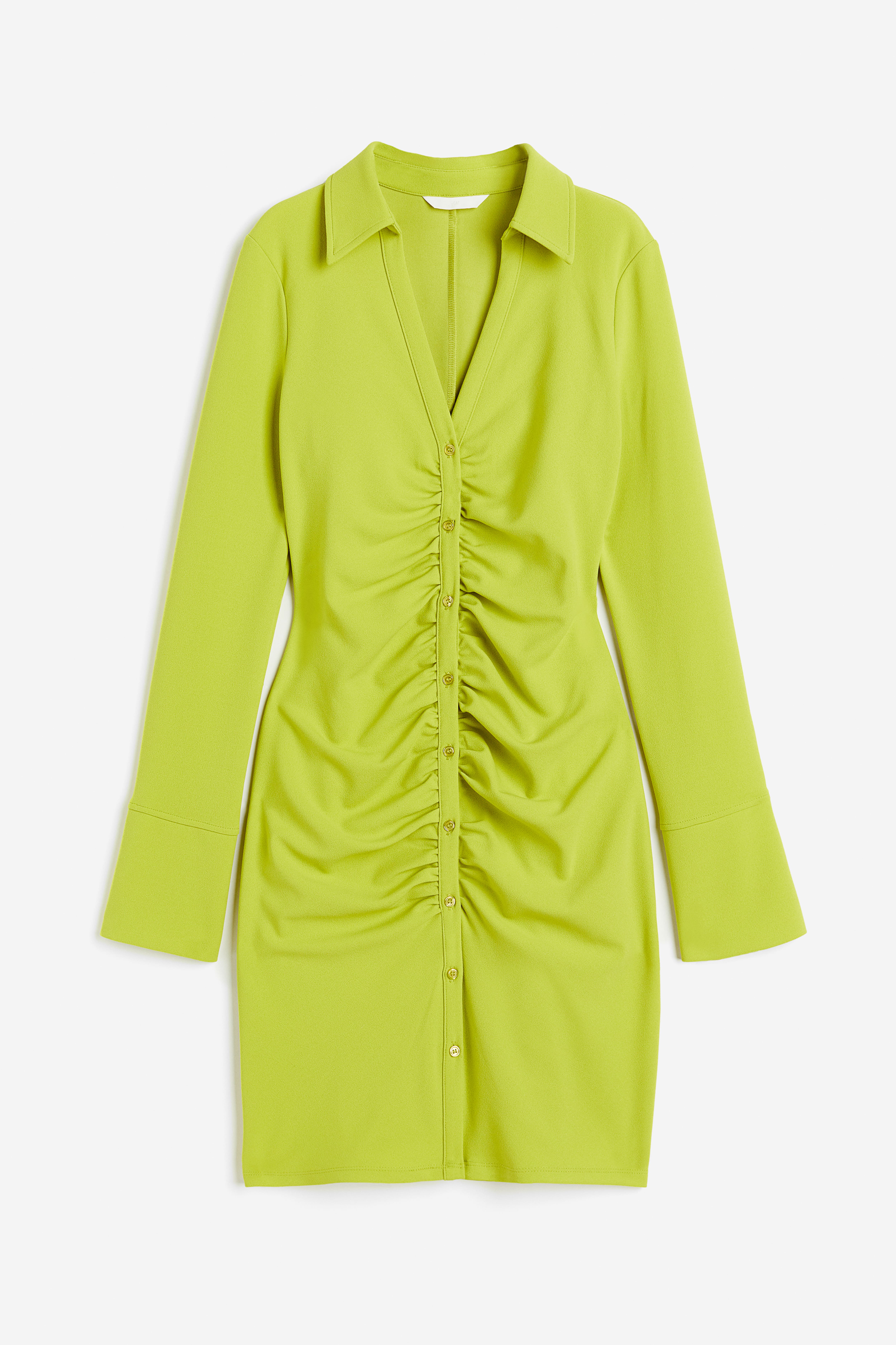 H&m green long sleeve dress best sale