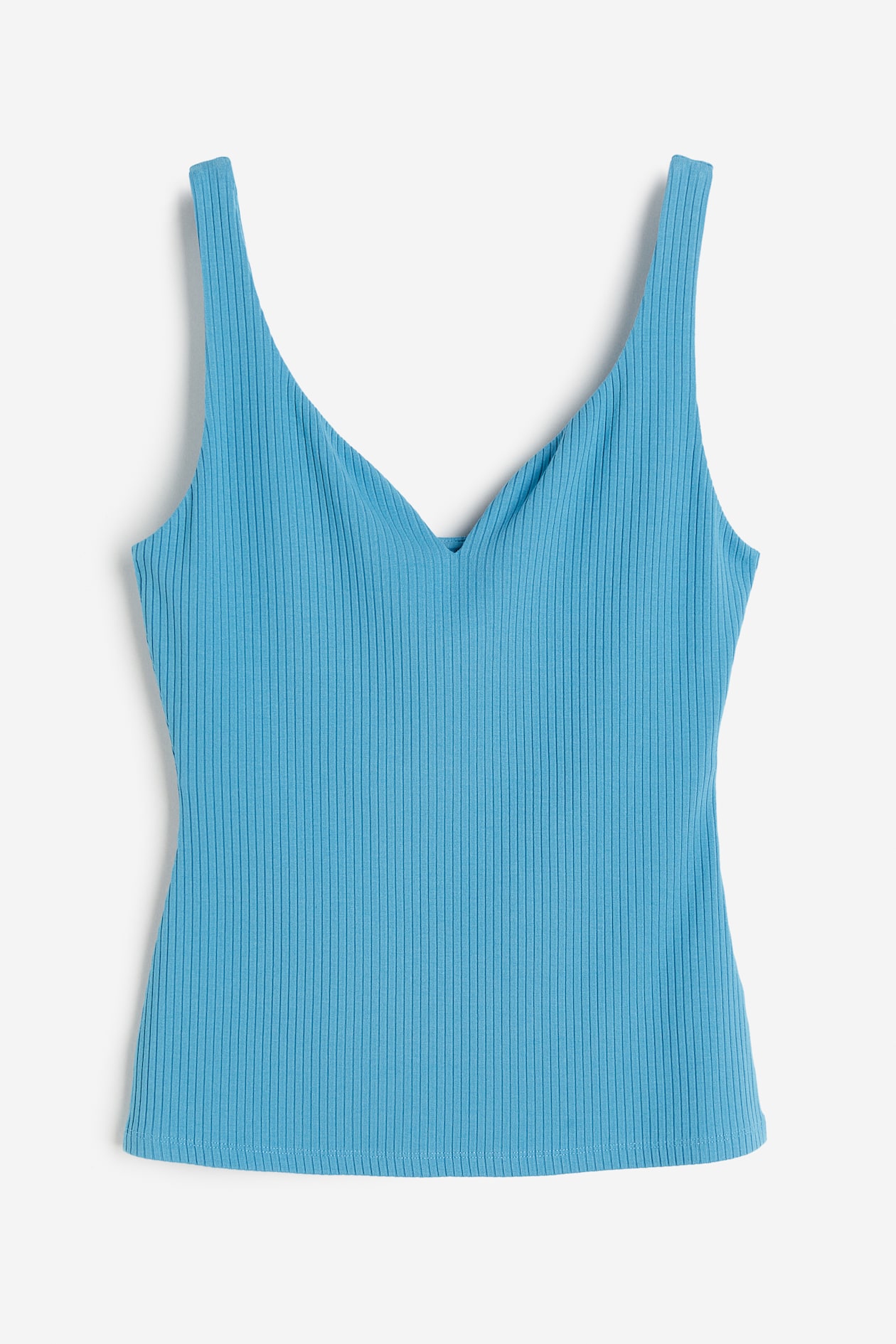 Ribbed top - Sweetheart neckline - Sleeveless - Blue - Ladies | H&M GB