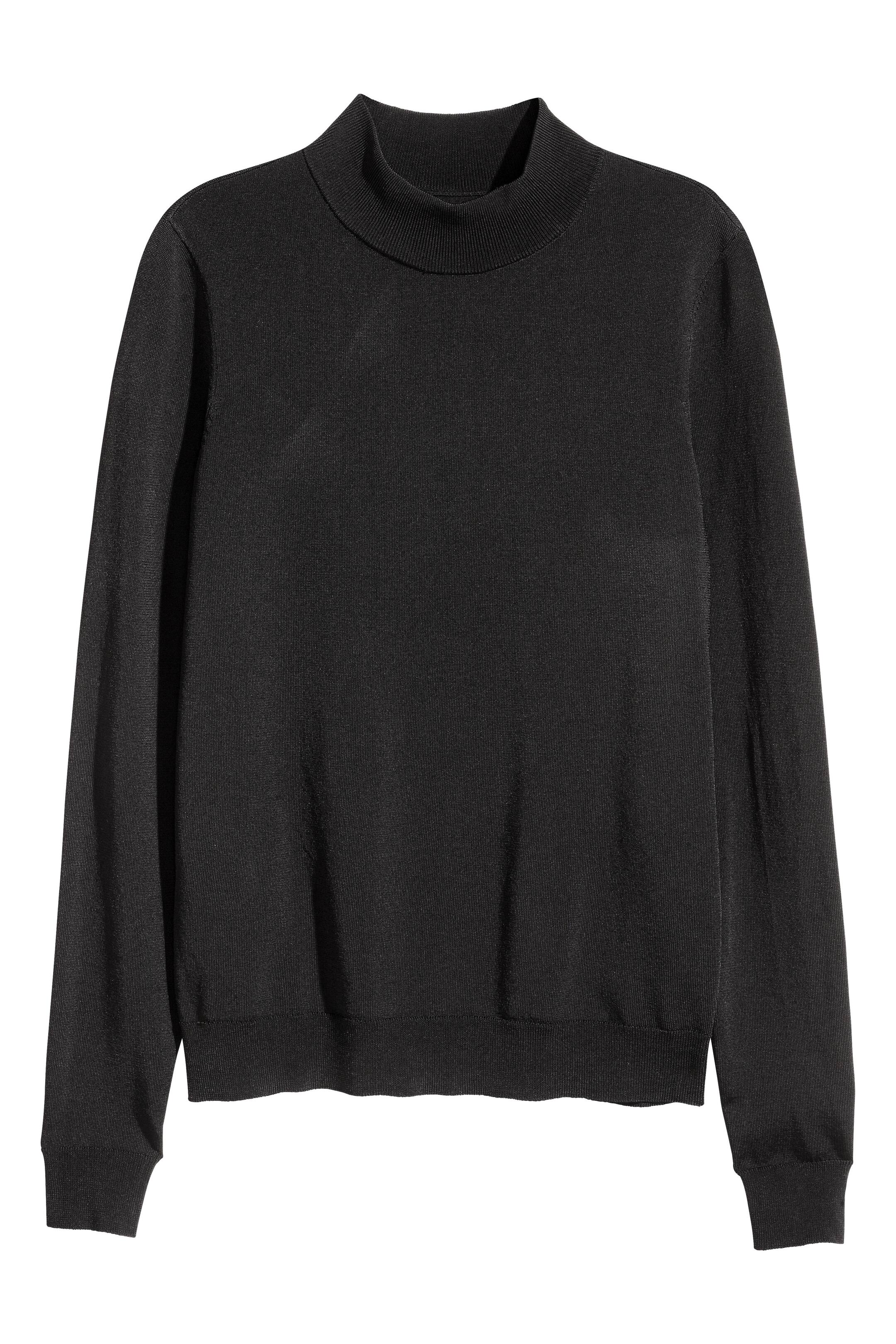 Agrandir l'image: Pull col roulé en maille fine - Noir - FEMME | H&M FR 1