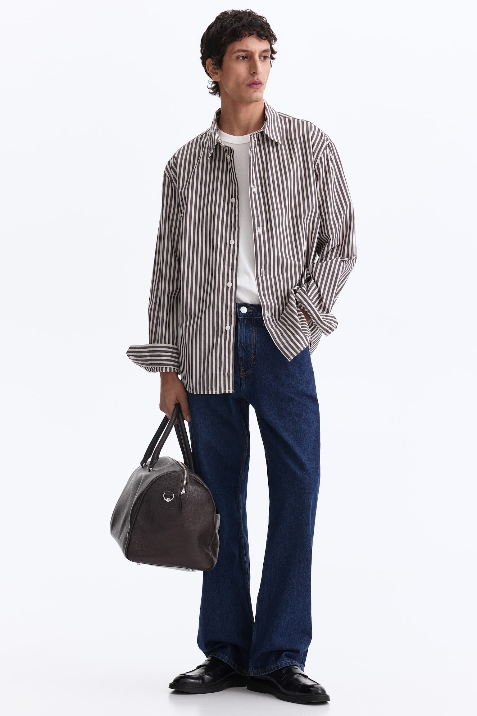 Relaxed-Fit Cotton Shirt - Dark purple/striped - 3