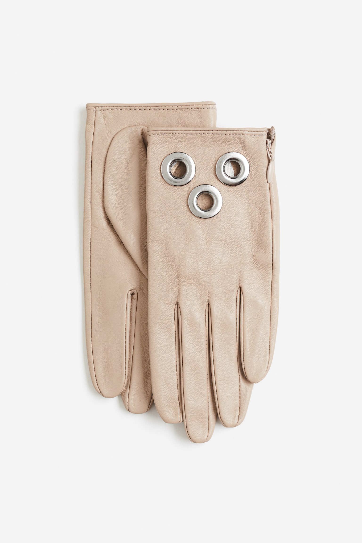 Leather gloves - Beige/Black - 1