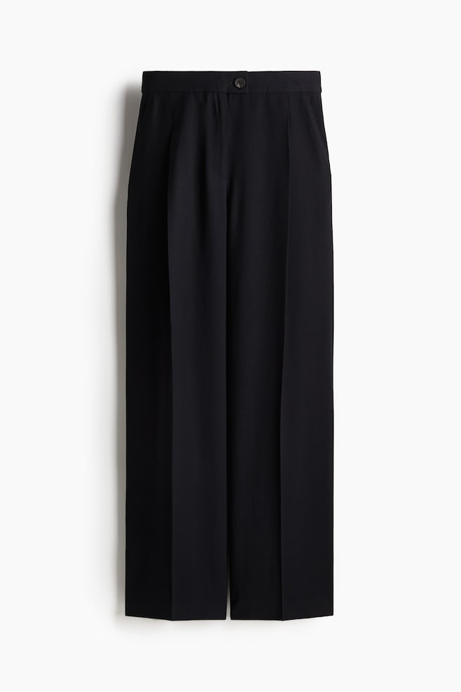Wide-Leg Twill Pants - Black/White - 1