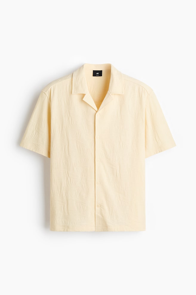 Relaxed-Fit Jacquard-Jersey Resort Shirt - Light yellow/Dark beige/Black - 1