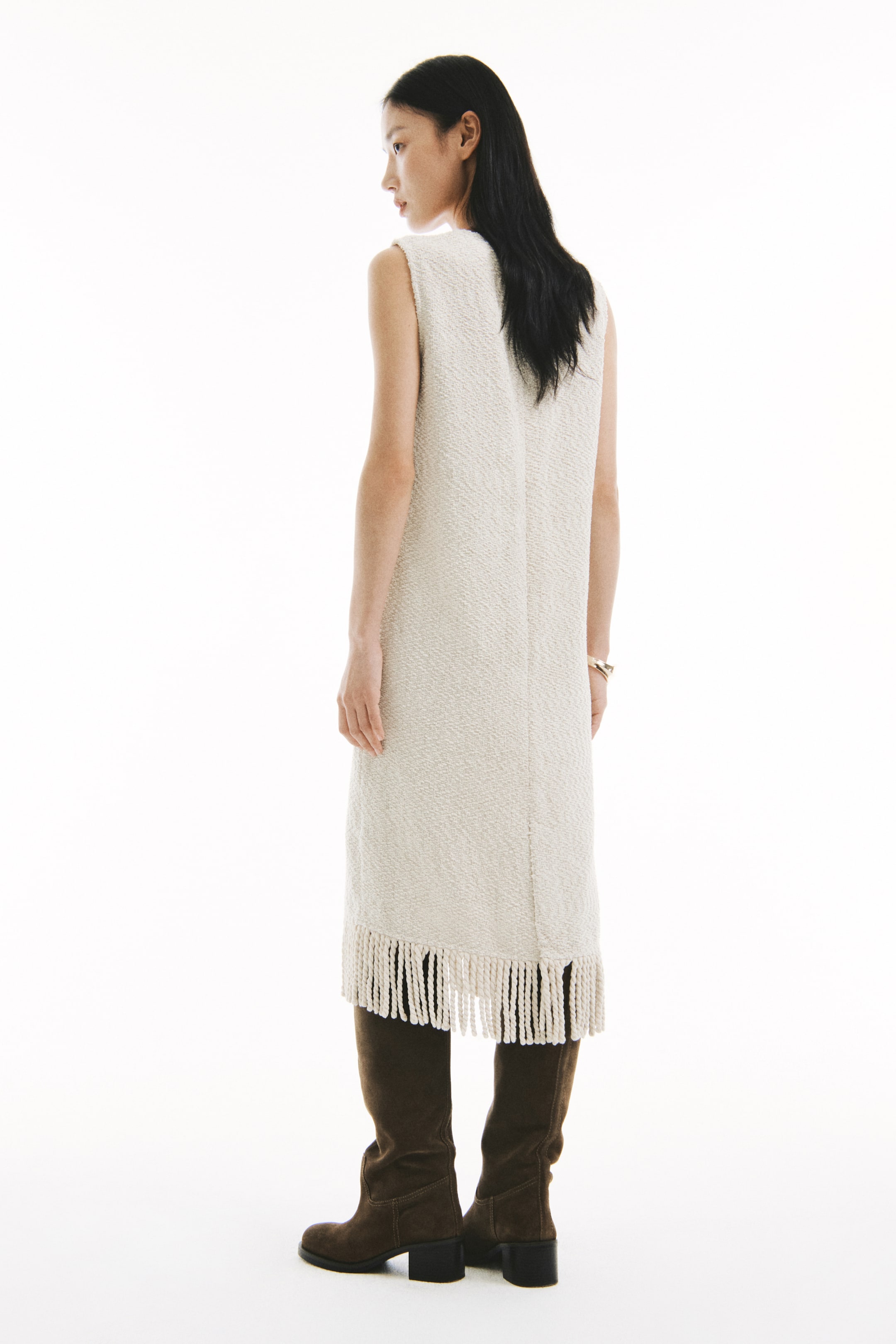 拡大画像を表示: Fringe-trimmed dress - ライトベージュ - レディース | H&M JP 3
