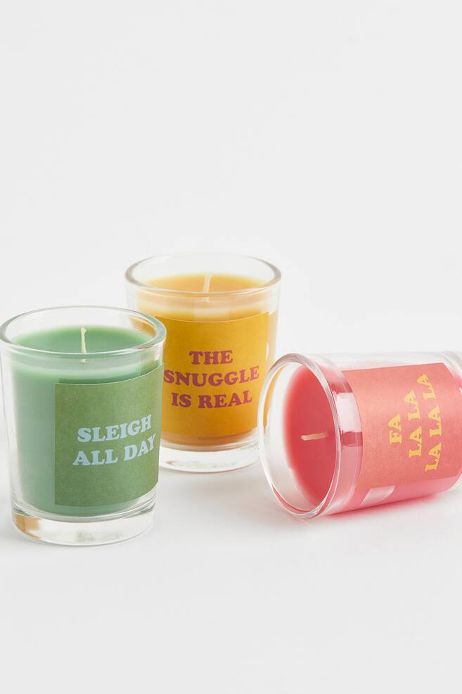 Gift-boxed 3-pack scented candles - Red/Yellow/Green - 2