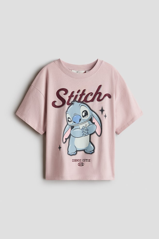 Cotton T-Shirt with Printed Motif - Light dusty pink/Lilo & Stitch/Dark plum red/Snoopy/Light gray melange/CapyFun/Dark gray/SmileyWorld® - 1