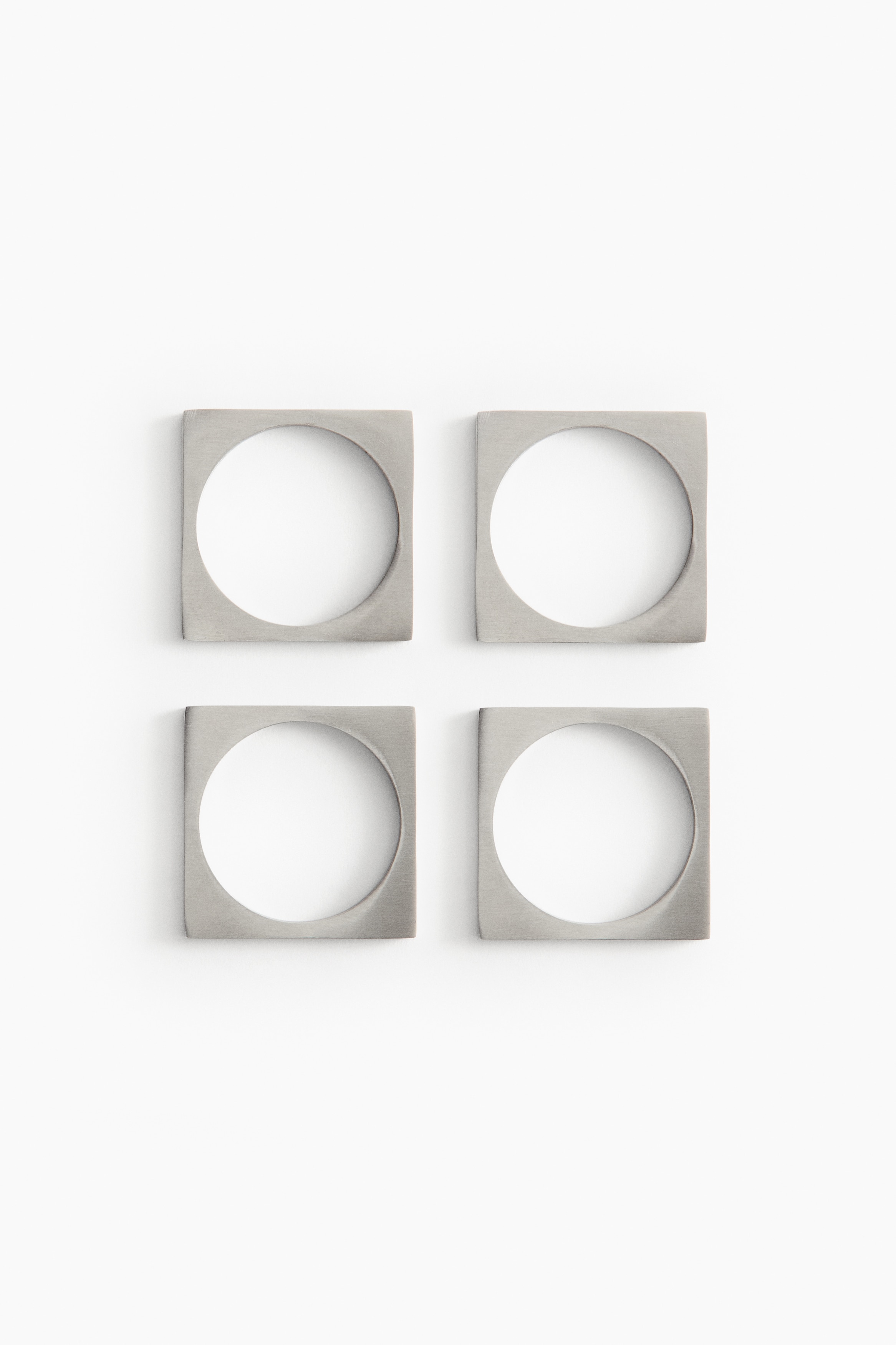 4-pack square napkin rings - Silver-colored
