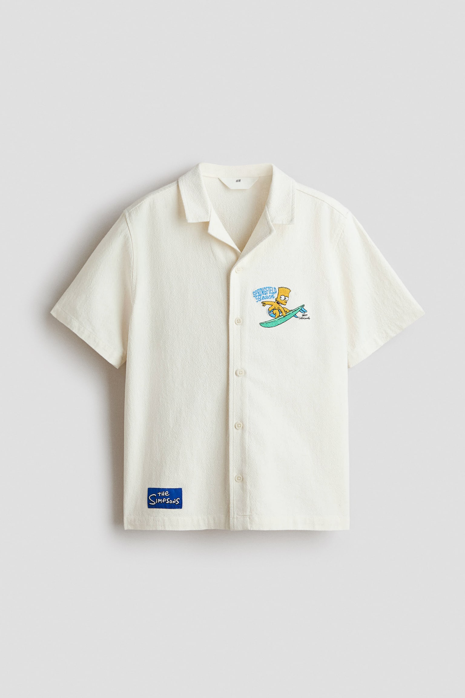 Embroidered-motif resort shirt-White/The Simpsons - 1