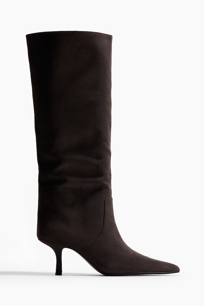 Bottes de hauteur genou - Gris foncé/Noir/Marron foncé/motif croco - 1