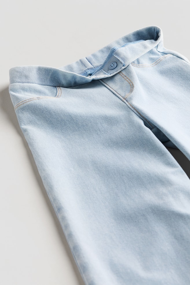 Wide denim-look trousers - Light denim blue/Washed denim grey/Light pink - 2
