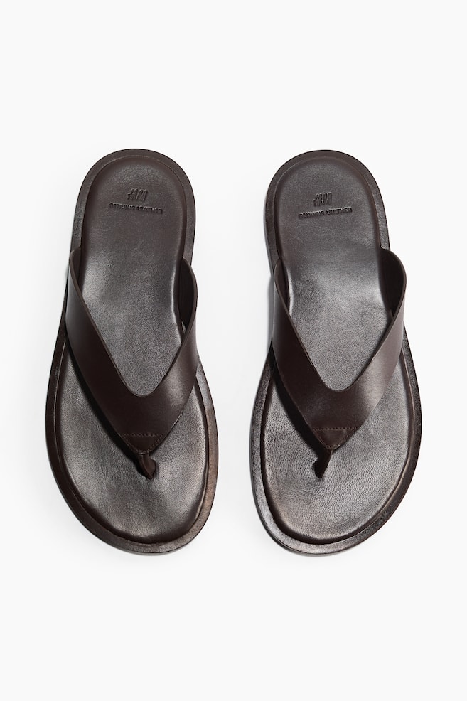 Leather flip-flops - Dark brown/Black - 1