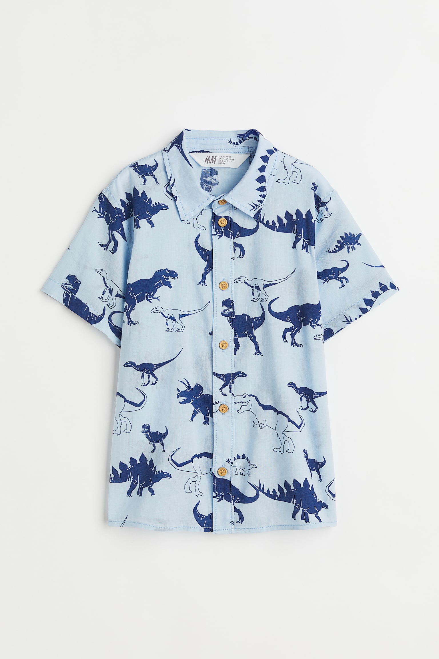 Short Sleeve Cotton Shirt - Light blue/Dinosaurs/Black/Candy canes/White/Stars - 1