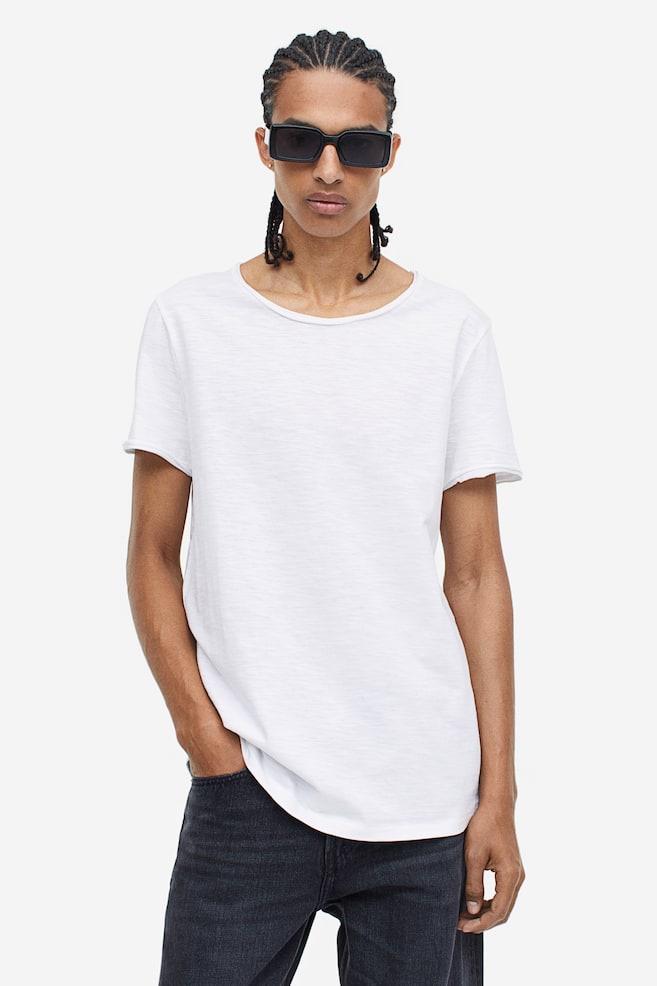 T-shirt avec bords roulés - Blanc/Noir/Vert kaki - 1