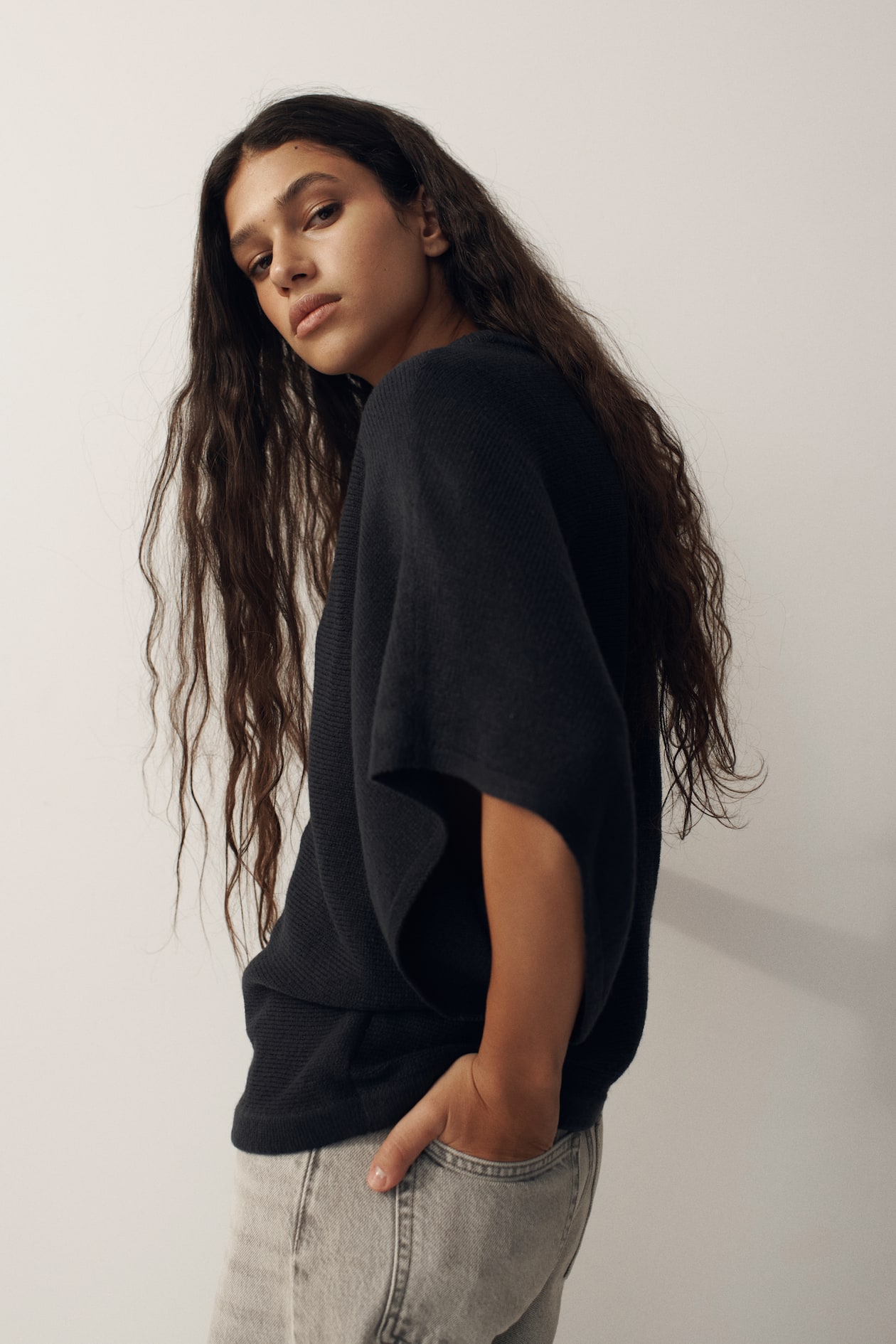 Batwing-Sleeved Knit Top - image 2