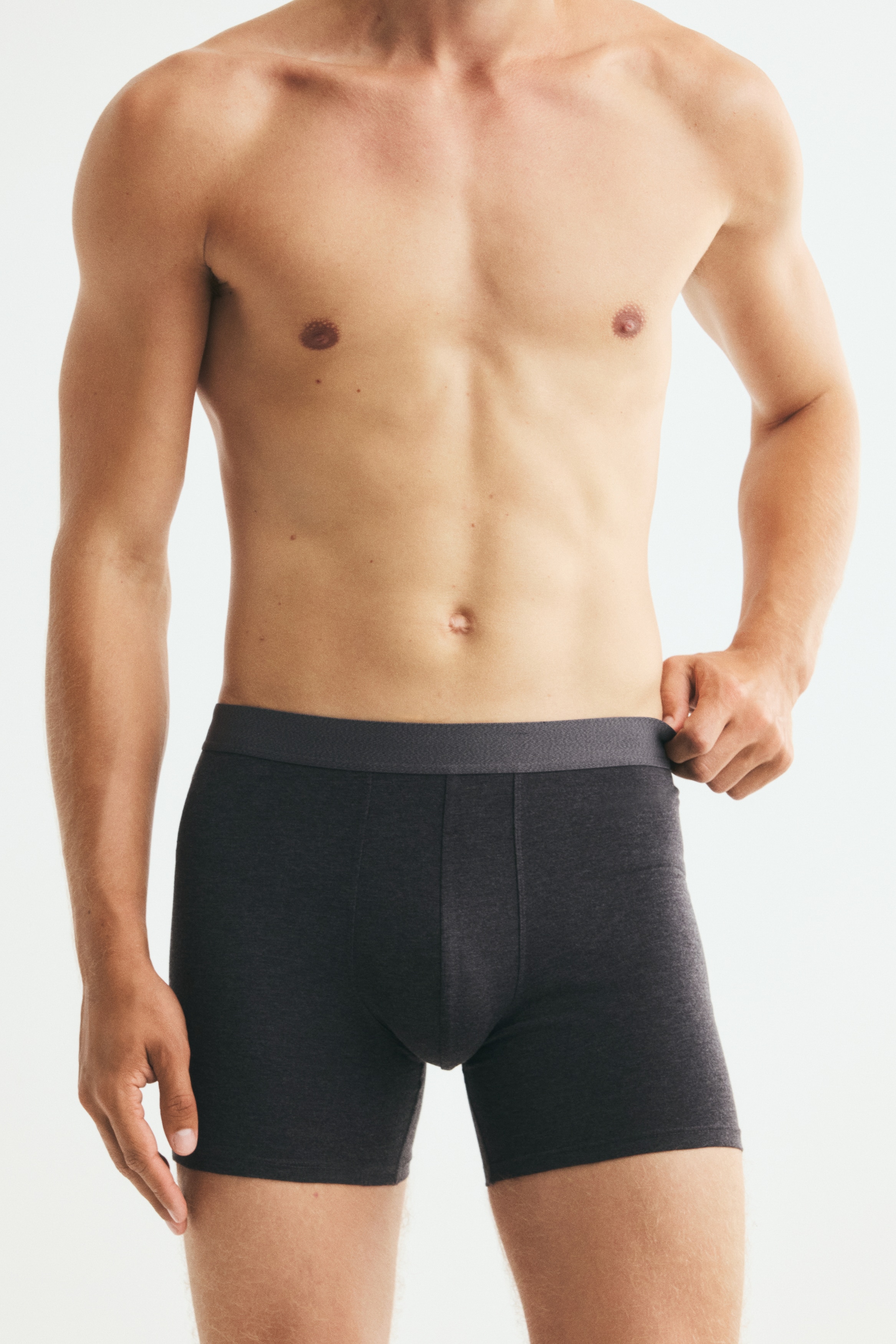 10-pak mid trunks med Lycra® - Mørk kakigrøn/Mørkebrun/Sort/Gråmeleret/Sort