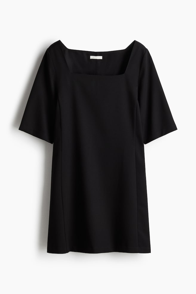 Twill shift dress - Black - 1