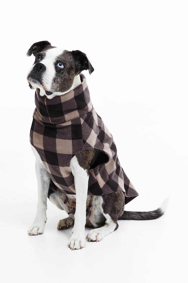 Fleece top for a dog - Dark beige/Checked/Black/Checked/White/Dogtooth-patterned - 7