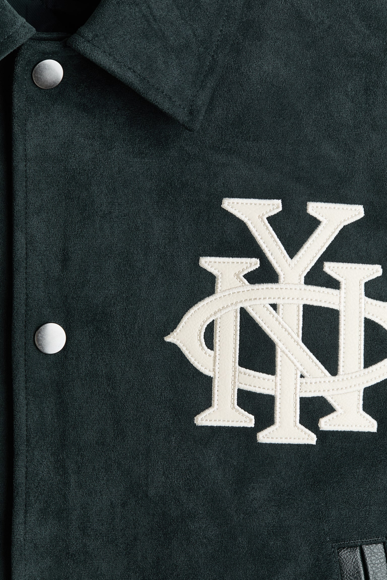 Мужская куртка H&M Motif-detail baseball, цвет: Тёмный зелёный — фото 2