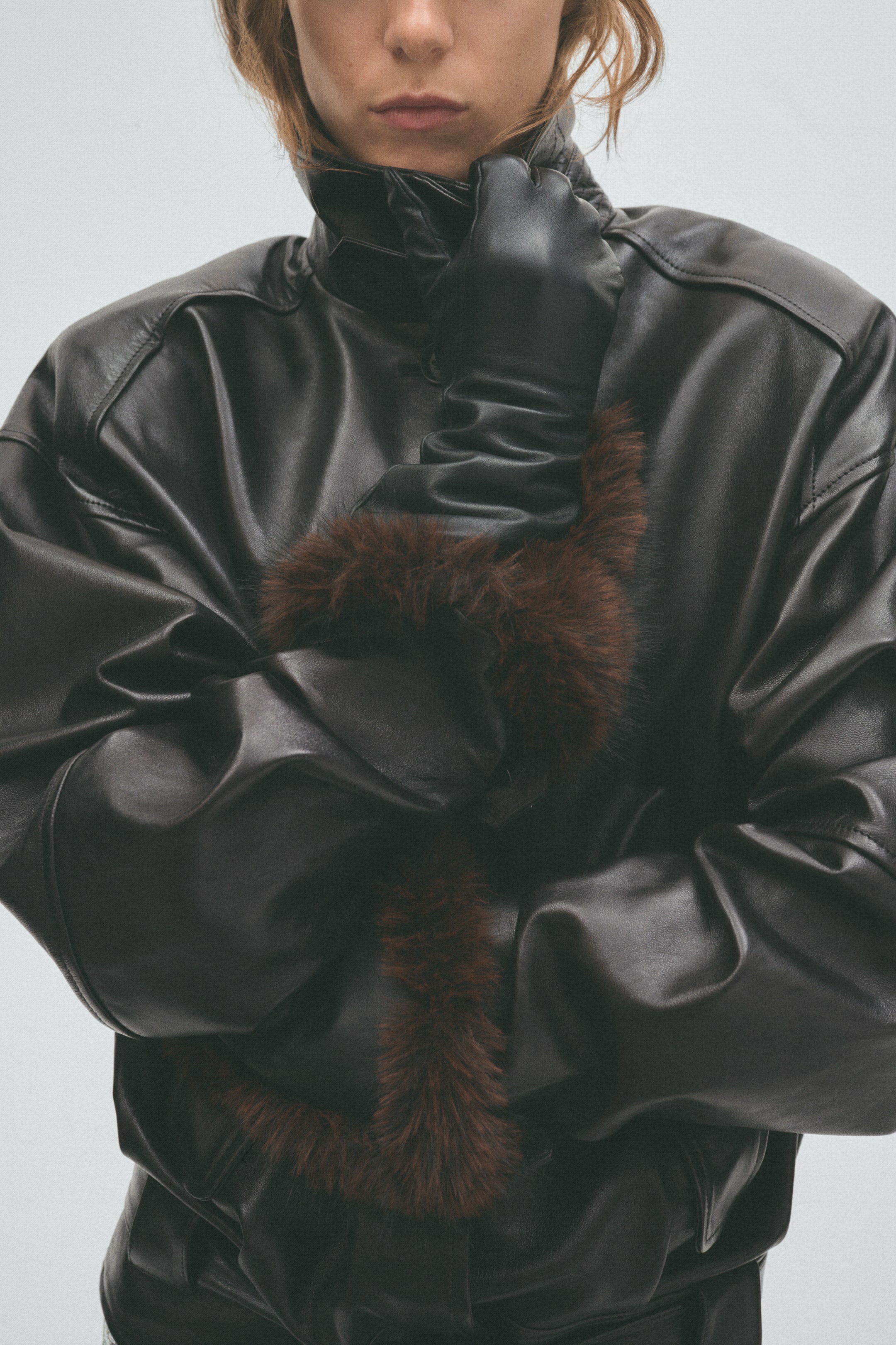 View larger image: Fluffy-trim leather gloves - Black - Ladies | H&M 1