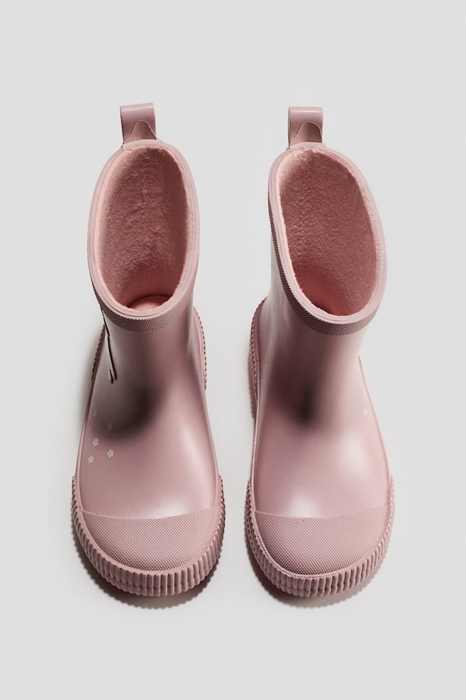 Fleece-Lined Rubber Boots - Light dusty pink/unicorn/Cream/floral - 3