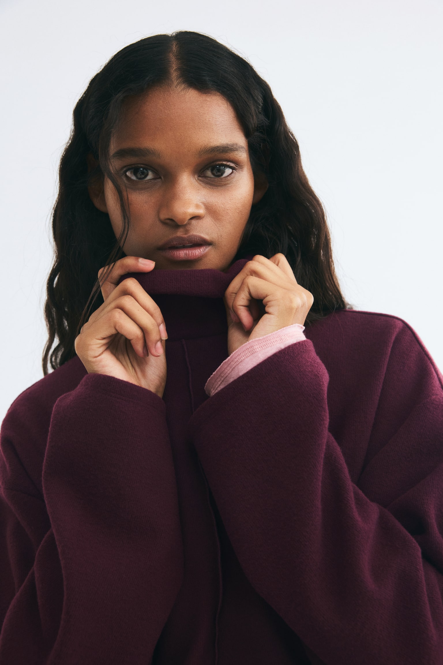 Женский свитер H&M Loose-Fit Mock Turtleneck, цвет: Бордовый — фото 3