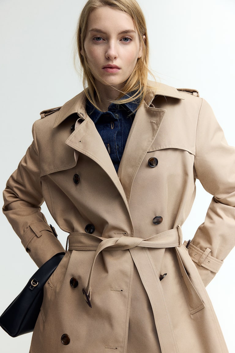 Knee-length trench coat
