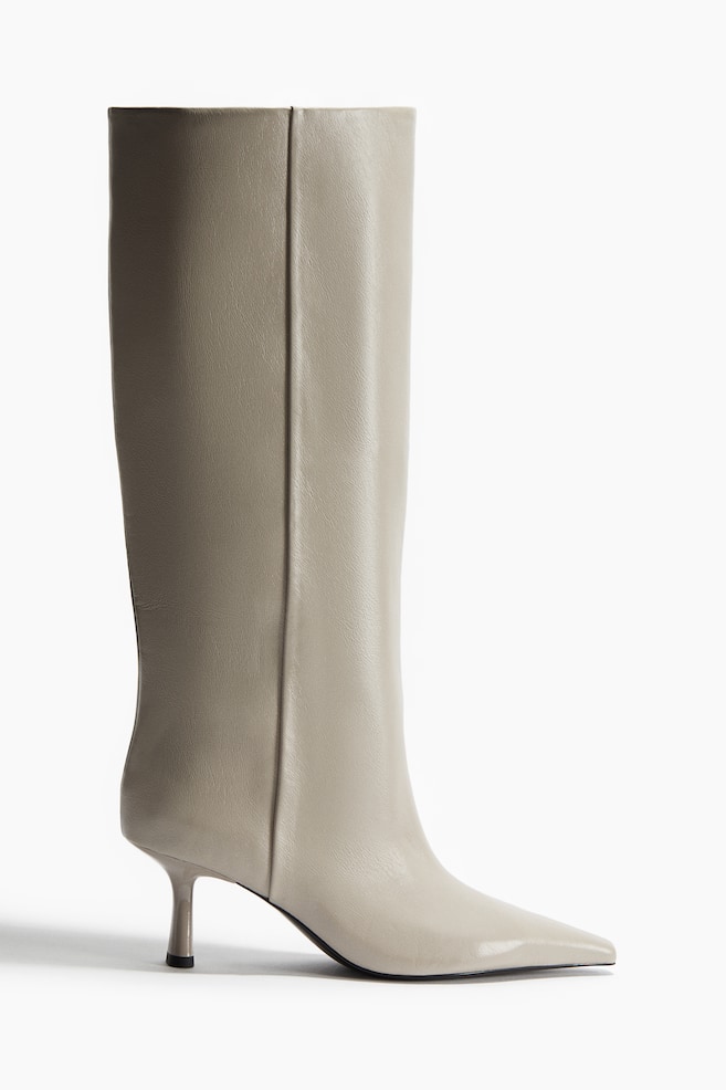 Kniehohe Stiefel - Helles Greige/Schwarz/Dunkelbraun - 1