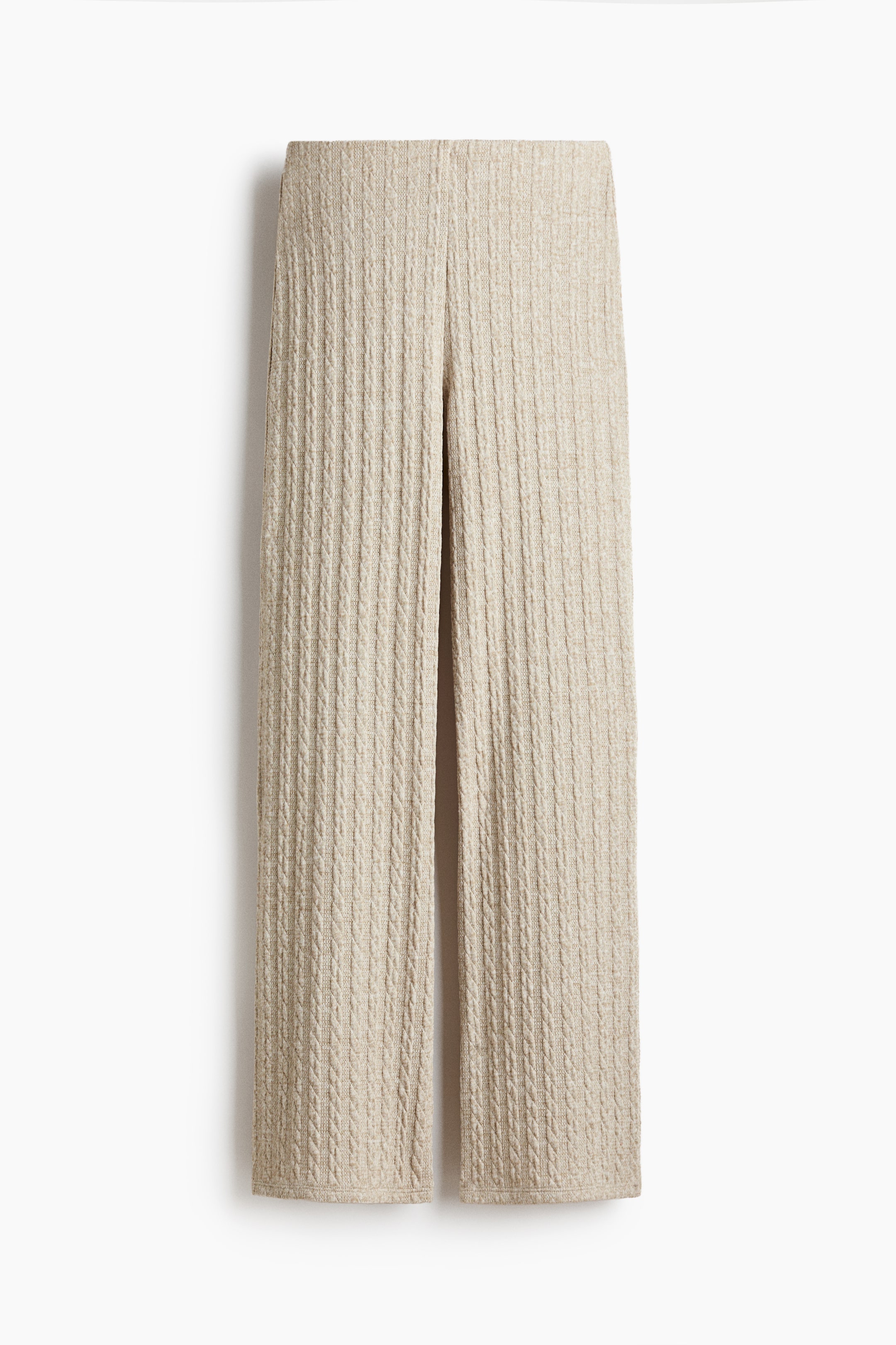 Voir une image plus grande: Pantalon évasé en tricot torsadée - Beige clair chiné - FEMME | H&M CA 1