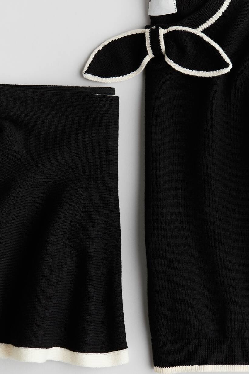 2 piece Fine knit Cotton Set Black Kids H M US