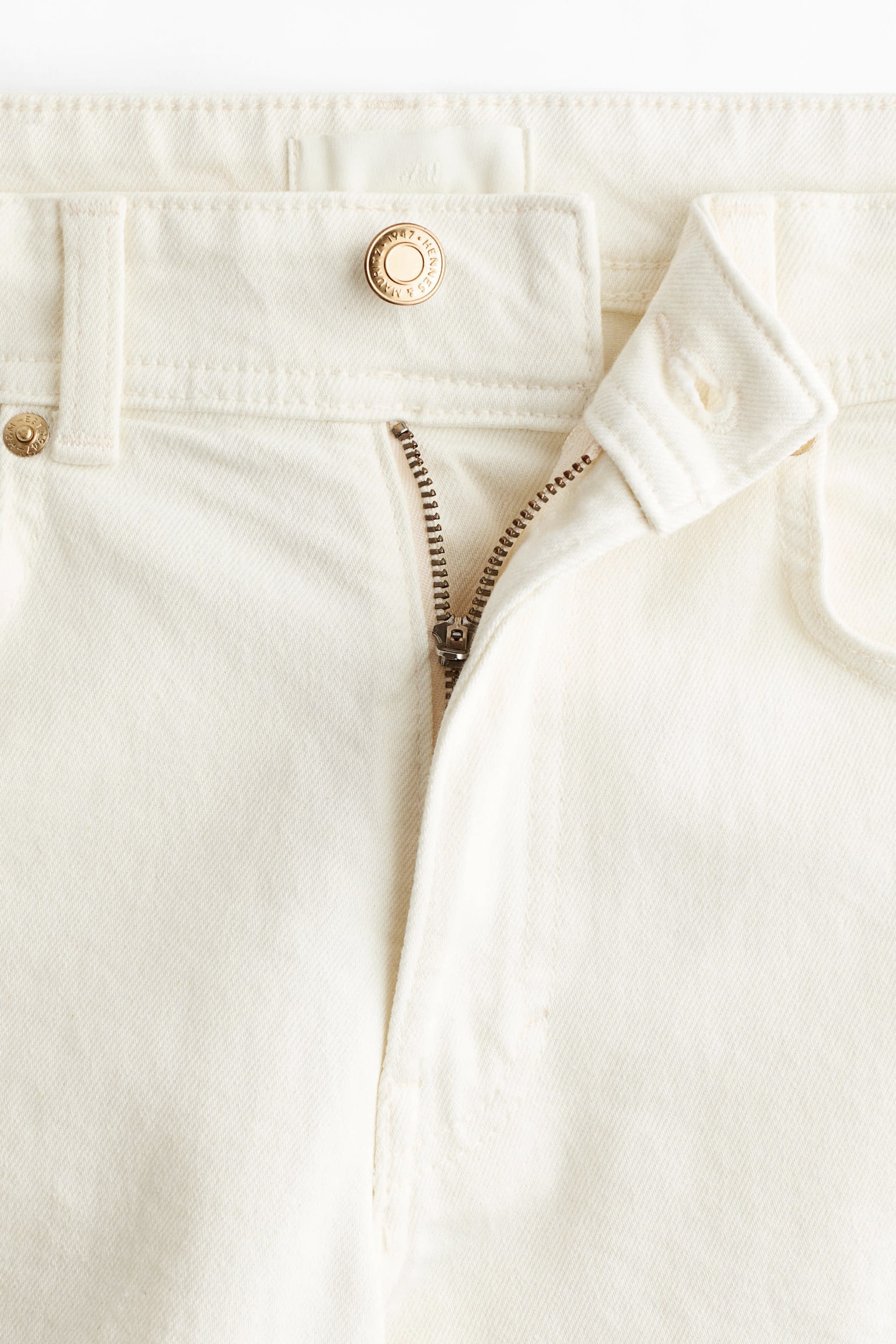 Wide High Waist Ankle Jeans - White/Denim blue - 8