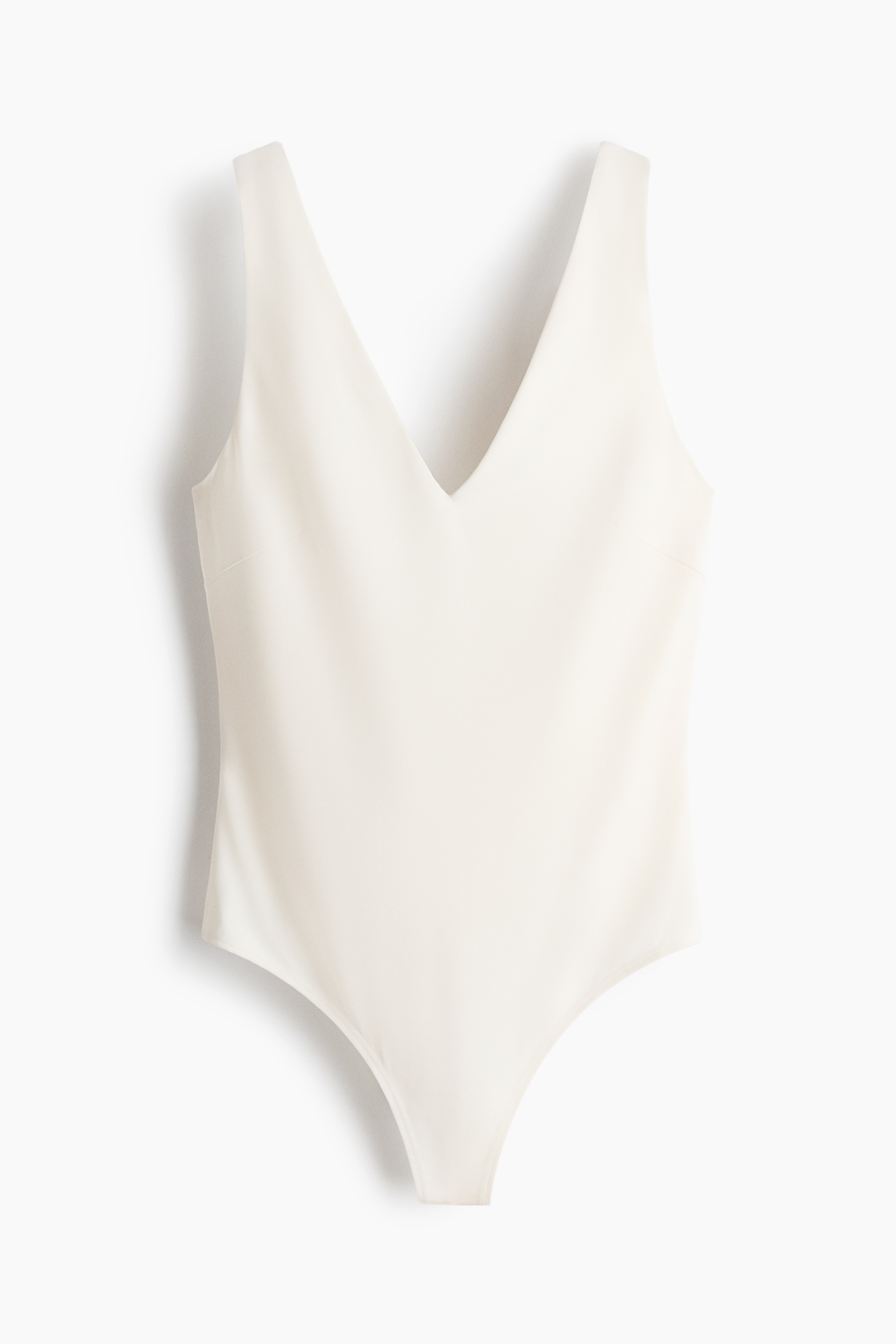 V-neck jersey body - White/Black/Dark mole