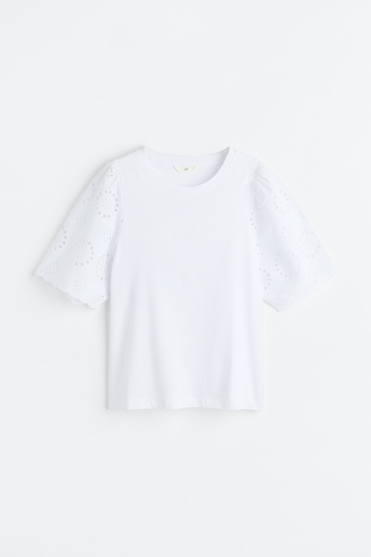 Broderie anglaise T-shirt - White - Ladies | H&M GB