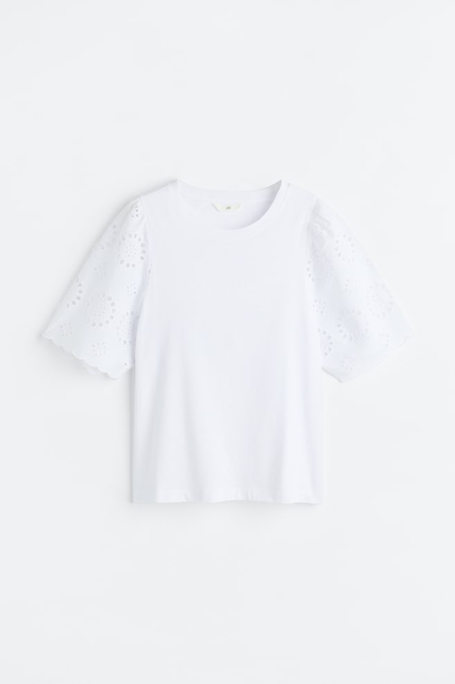 Broderie anglaise T-shirt - White/Black/Pink - 2