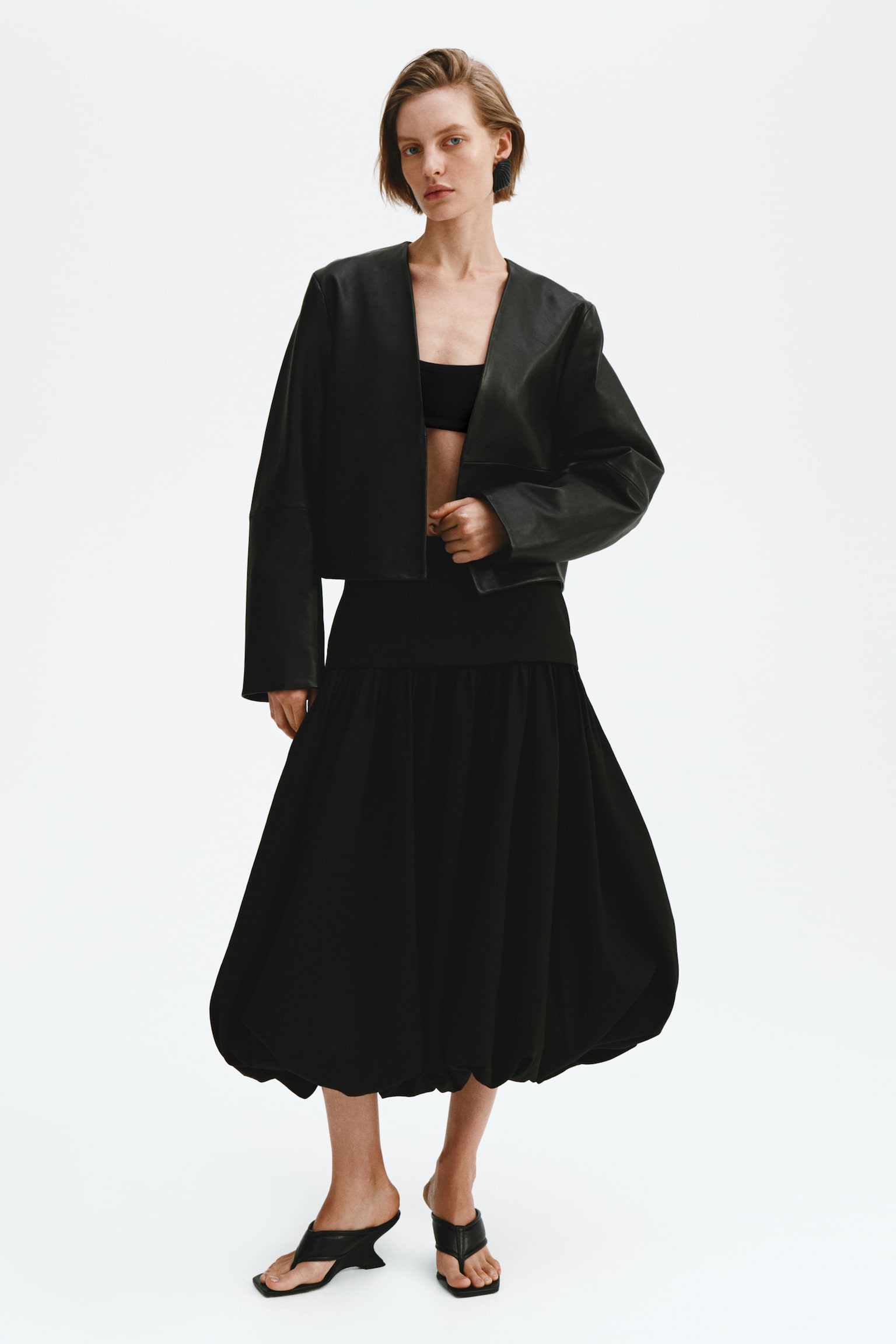 Midi balloon skirt - Black/Bright red - 1