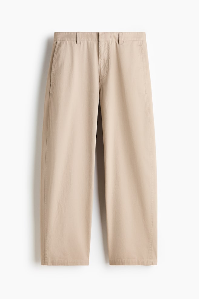 Relaxed-Fit Barrel-Leg Chinos - Beige/Black - 1