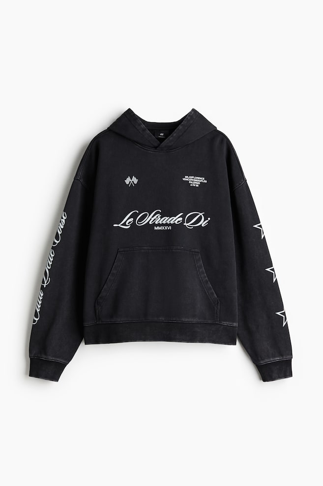 Ausgewaschener Hoodie in Oversized Fit - Schwarz/Le strade di - 1