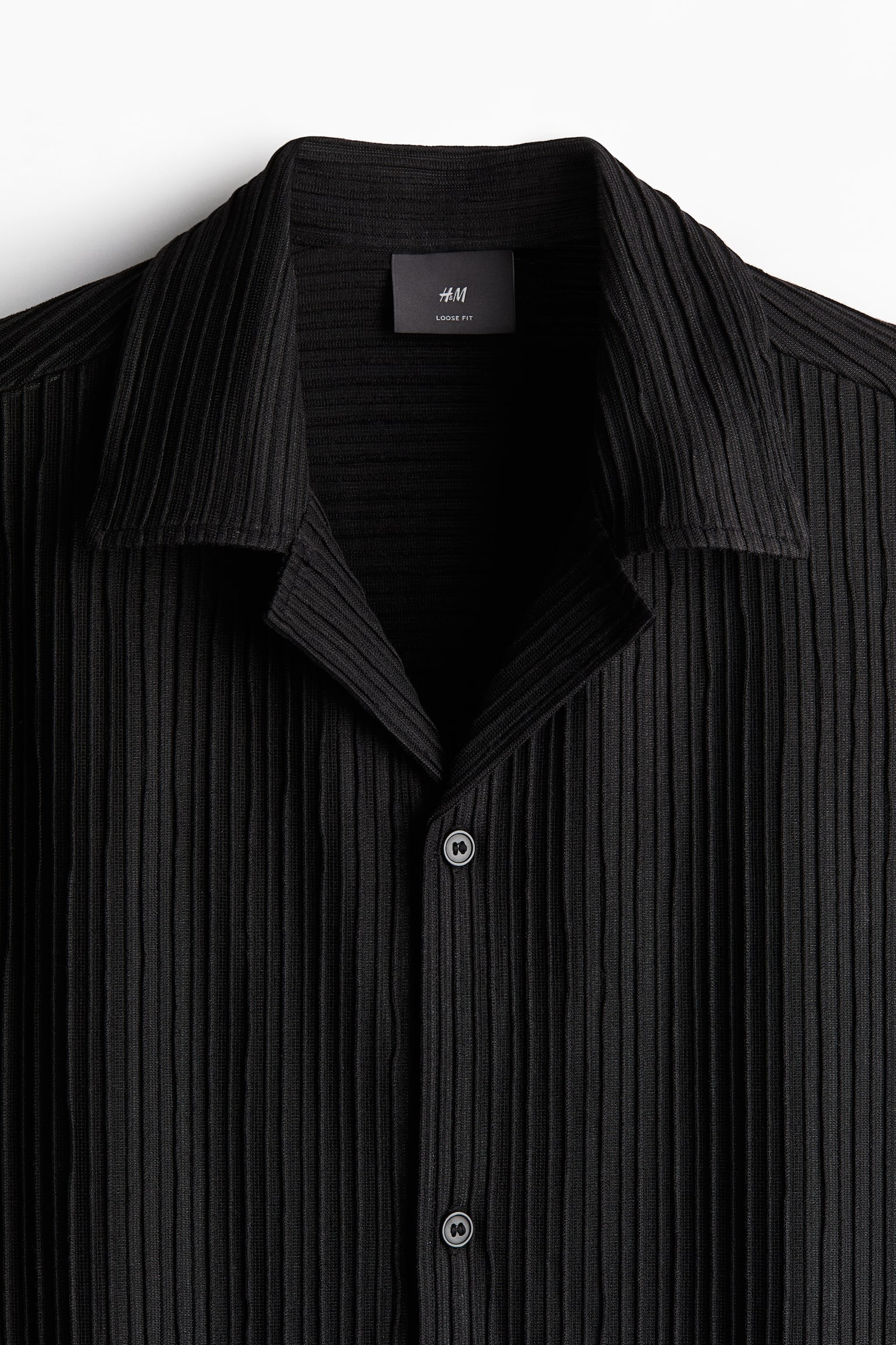 Loose Fit Textured resort shirt - Black - 5