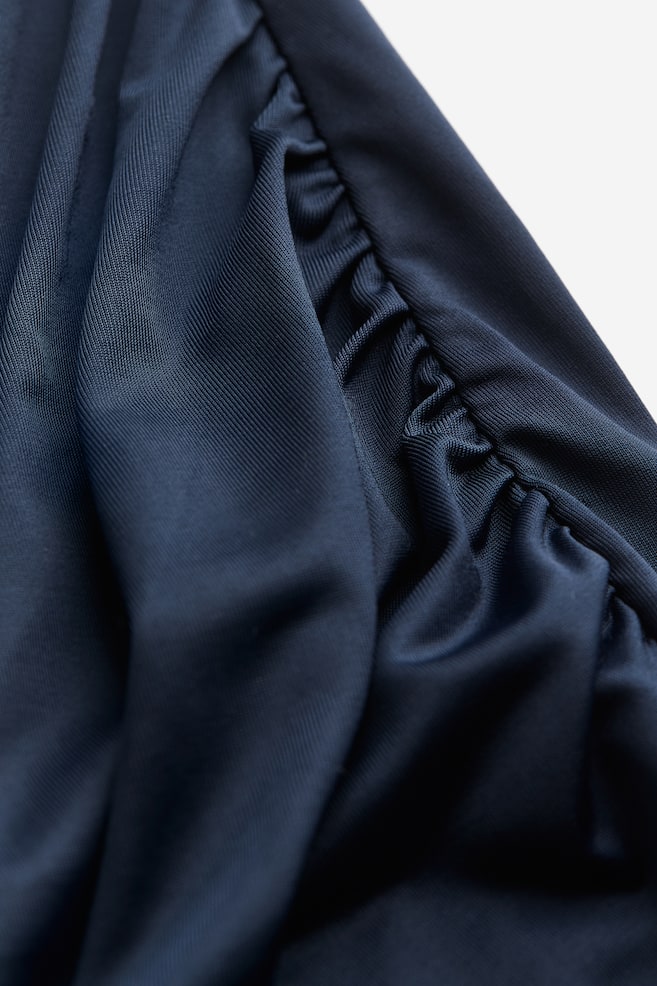 Draperet kjole i jersey - Marineblå/Mørkegrå - 3