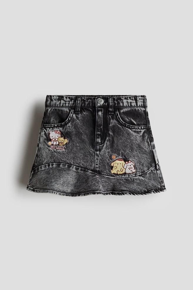 Jupe en denim avec applications - Gris foncé - 1