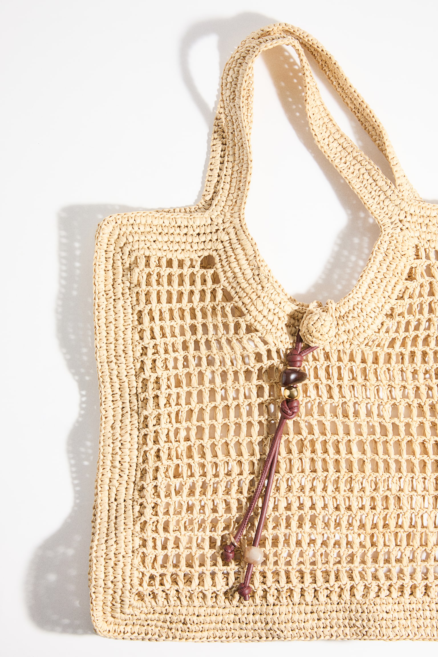 Straw tote bag - Beige - 1