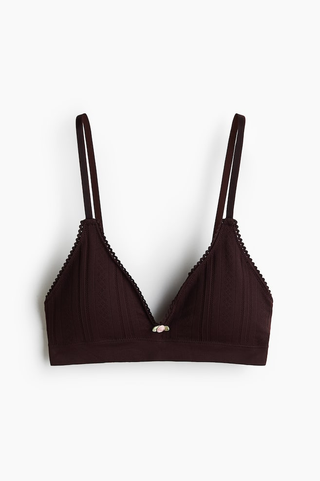 Seamless padded soft bra - Dark brown/White - 1