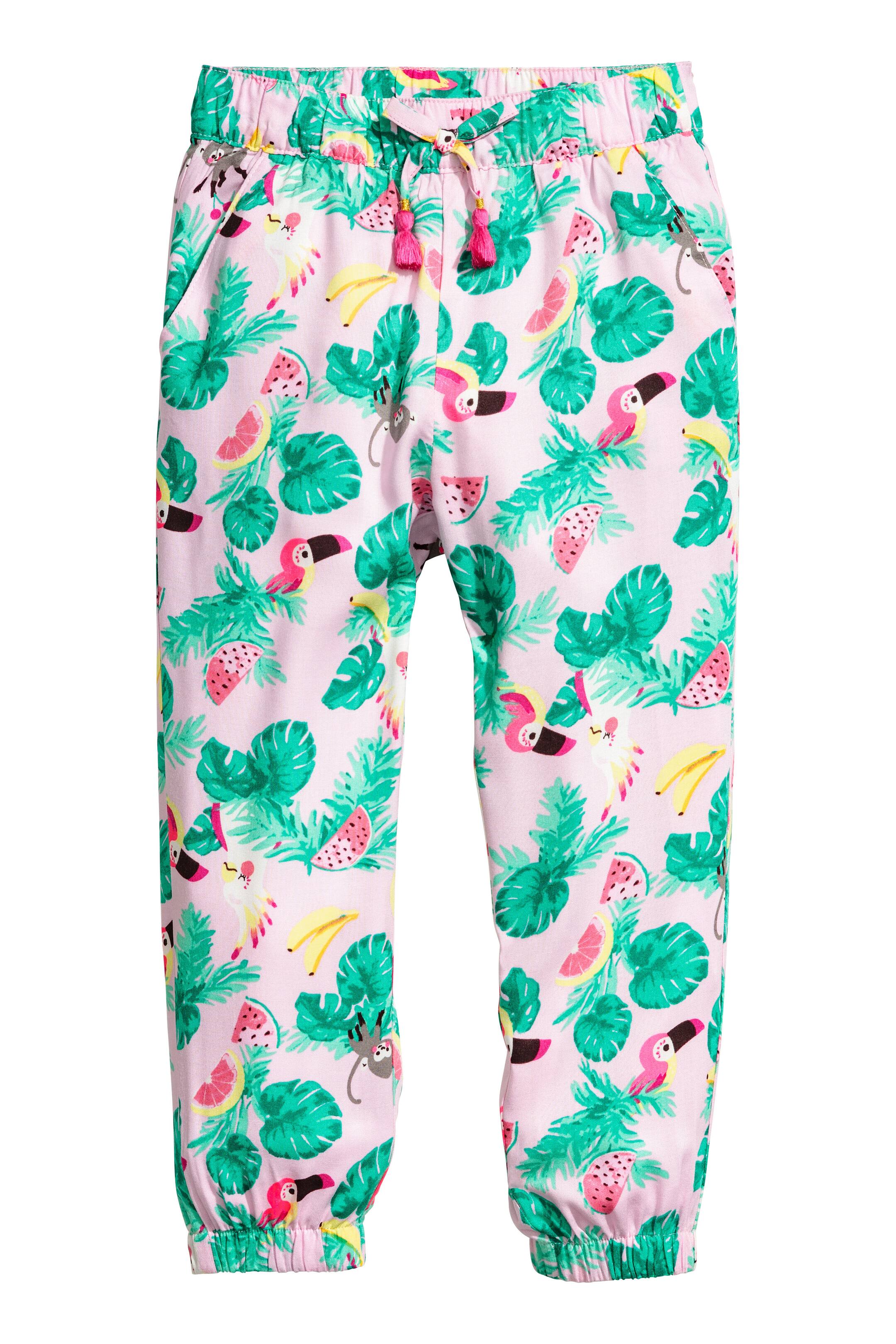 View larger image: Patterned pull-on trousers - Light pink/Leaf - Kids | H&M GB 1