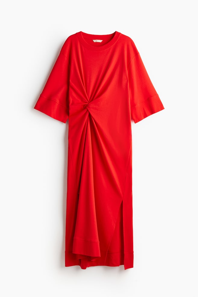 Robe T-shirt avec détail torsadé - Rouge vif - 1
