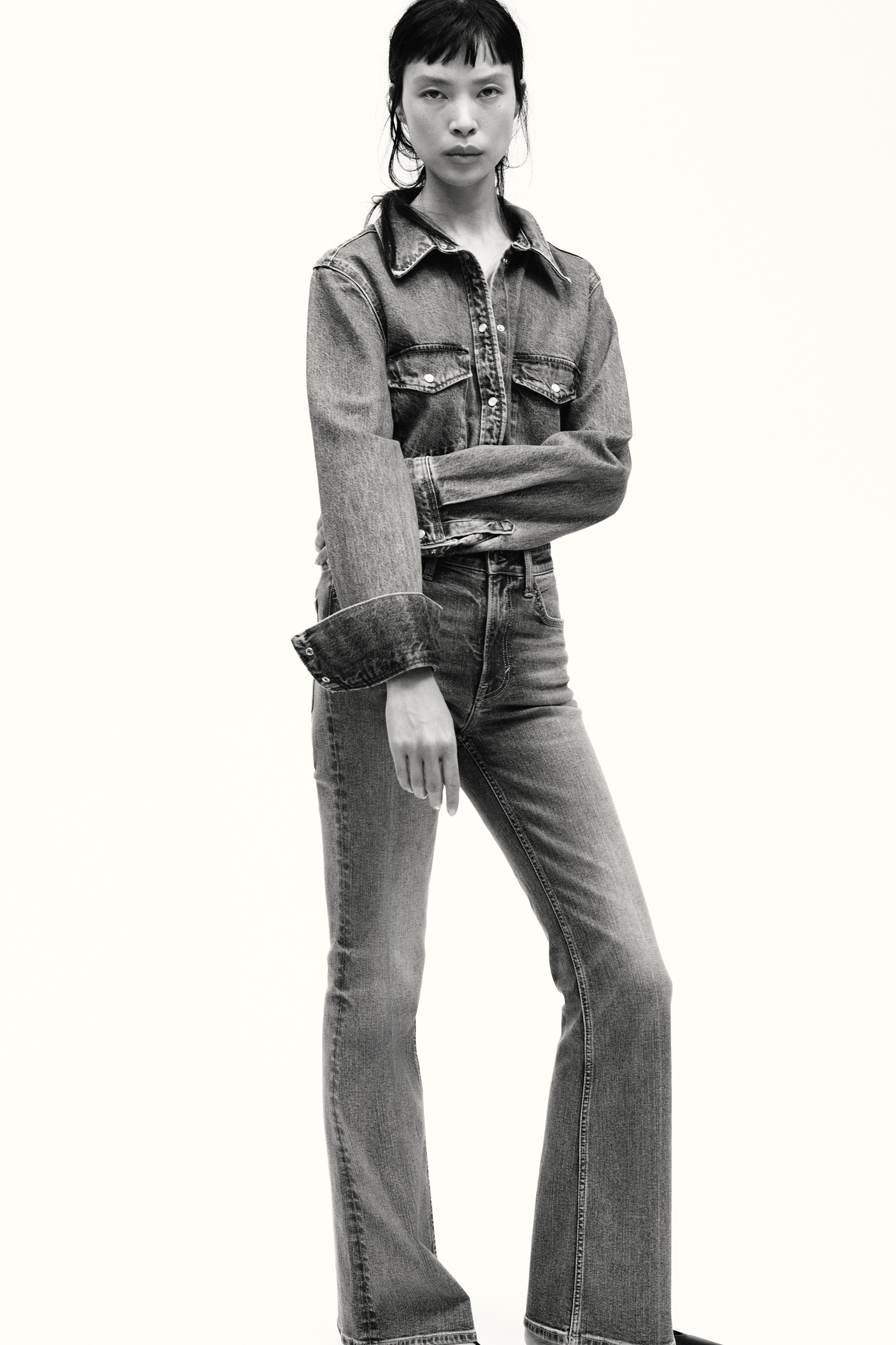 Dam - Denimblå Flared High Jeans - Size: 32  - H&M