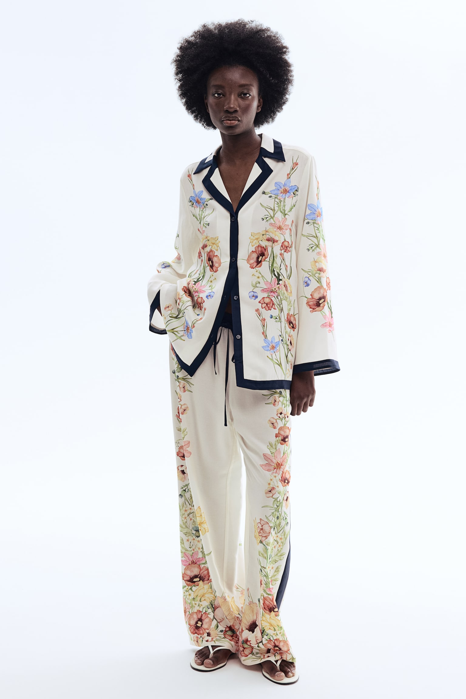 Курортна сорочка із ліоцелу з принтом - Кремовий/квітчастий - 5