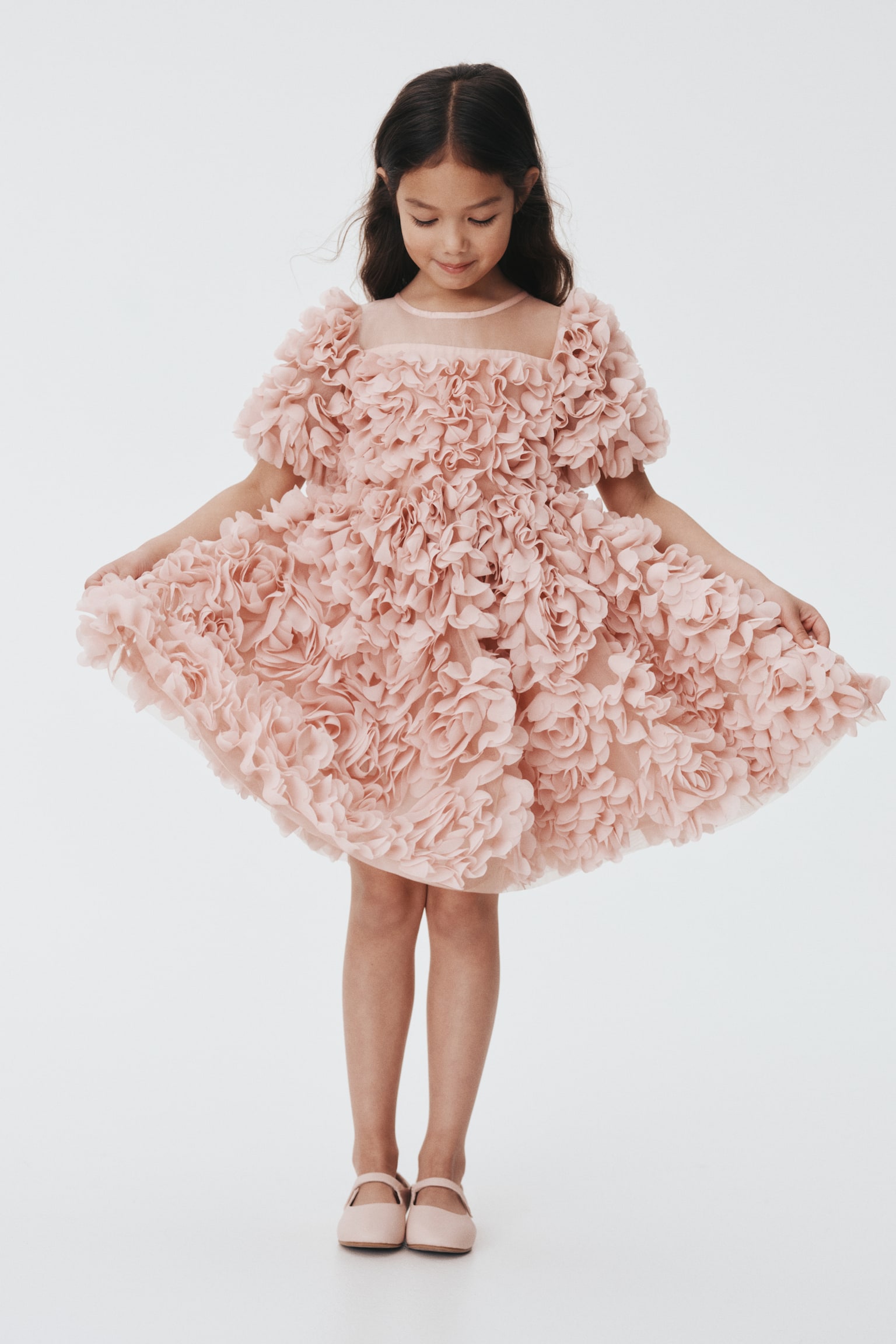 Robe avec applications florales - Rose clair - 5
