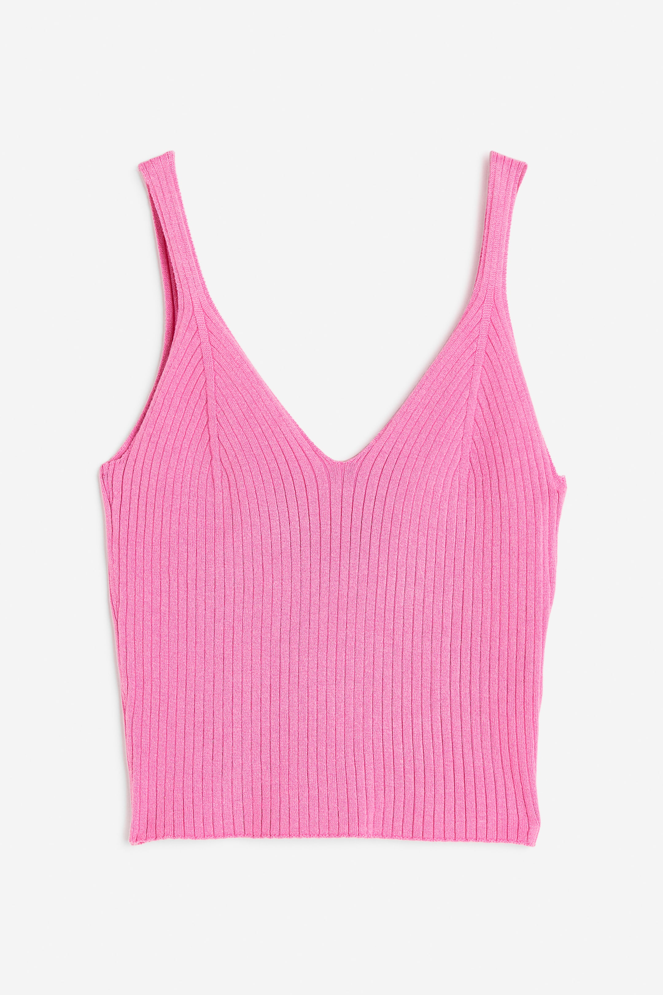 Rib-knit vest top - V-neck - Sleeveless - Pink - Ladies | H&M GB