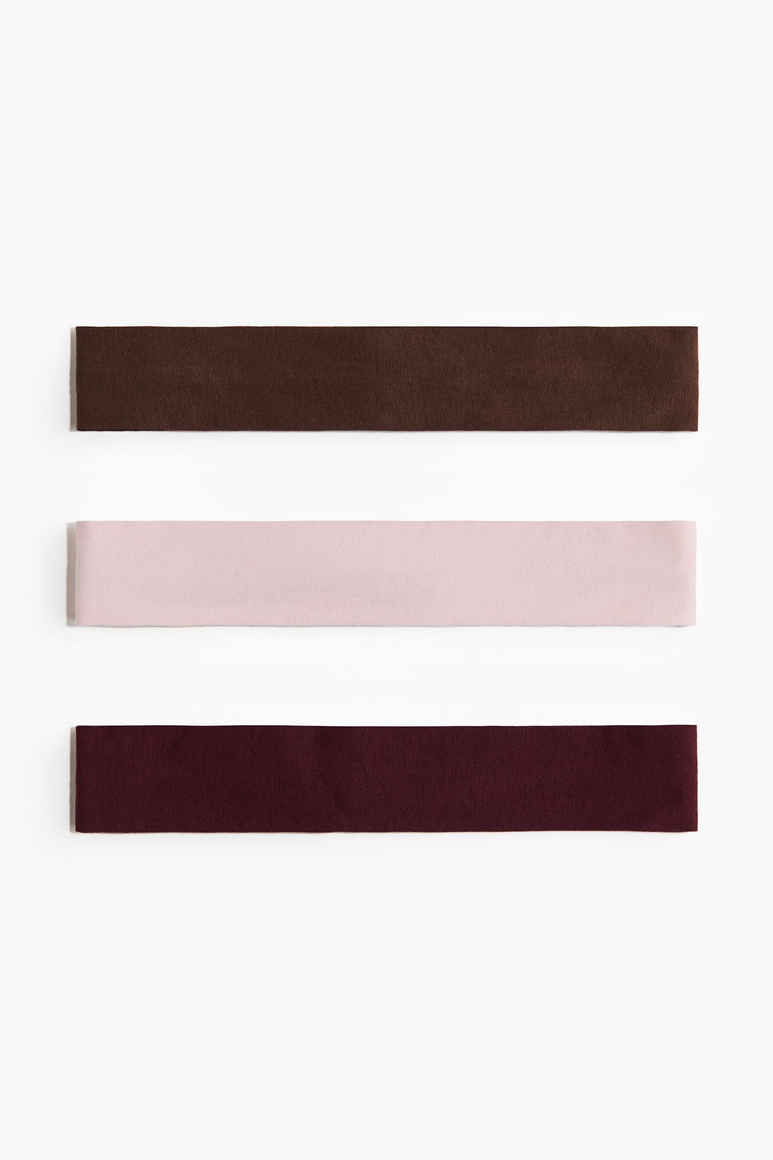 Lot de 3 bandeaux en jersey de coton - Brun foncé/rose/bourgogne/Blanc/gris foncé chiné/noir